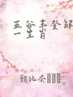五谷丰登解准确一生肖