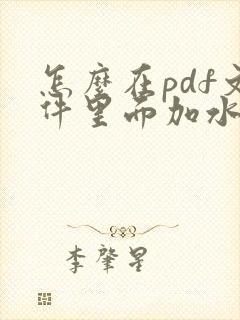 怎么在pdf文件里面加水印文字