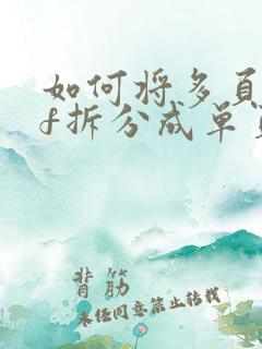 如何将多页pdf拆分成单页