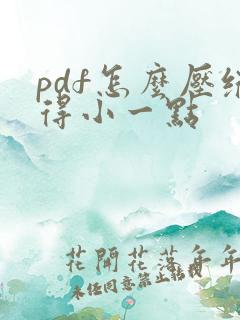 pdf怎么压缩得小一点