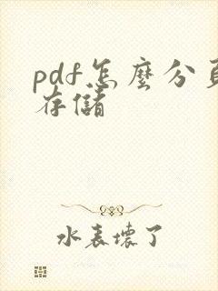 pdf怎么分页存储