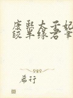 康熙太子妃沈皎皎半缘君笔趣阁