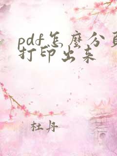 pdf怎么分页打印出来