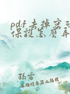 pdf去掉密码保护怎么弄