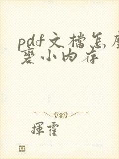 pdf文档怎么变小内存