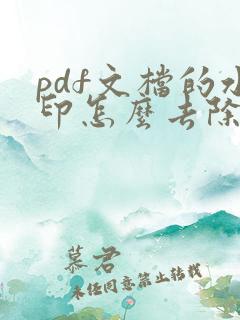 pdf文档的水印怎么去除