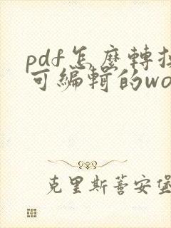 pdf怎么转换可编辑的word