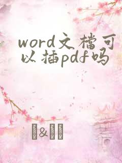 word文档可以插pdf吗