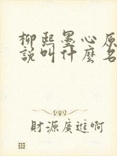 柳熙墨心原著小说叫什么名字