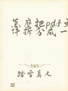 怎么把pdf文件拆分成一页一页的