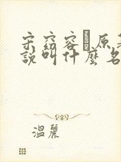 宋窈容玠原著小说叫什么名字