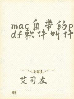 mac自带的pdf软件叫什么