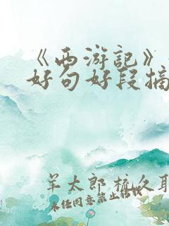 《西游记》好词好句好段摘抄