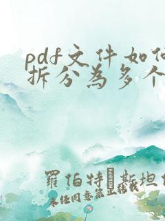 pdf文件如何拆分为多个文件