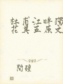 杜甫江畔独步寻花其五原文及翻译