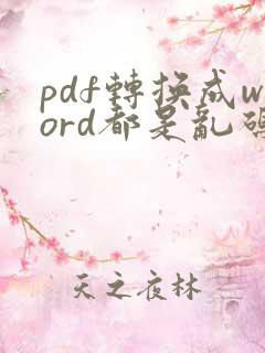 pdf转换成word都是乱码