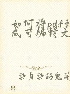 如何将pdf转成可编辑文件