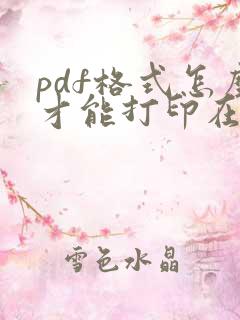 pdf格式怎么才能打印在a4纸上
