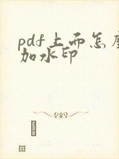 pdf上面怎么加水印