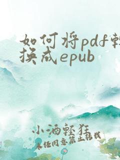 如何将pdf转换成epub