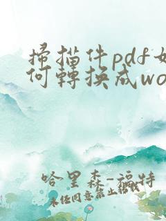 扫描件pdf如何转换成word文档