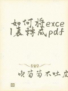 如何将excel表转成pdf