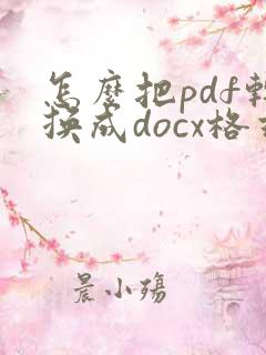 怎么把pdf转换成docx格式