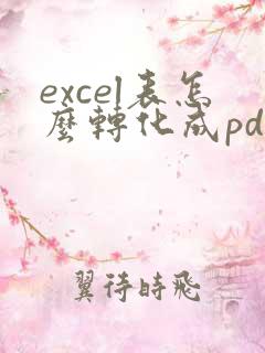 excel表怎么转化成pdf的表