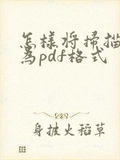 怎样将扫描件转为pdf格式