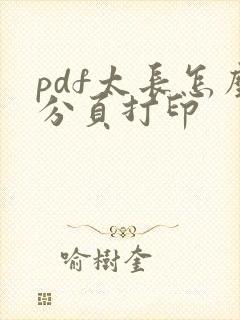 pdf太长怎么分页打印