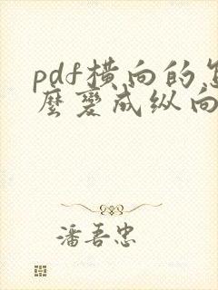 pdf横向的怎么变成纵向的