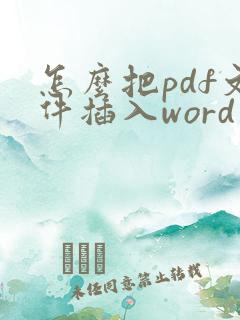 怎么把pdf文件插入word