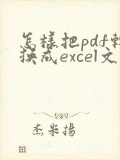 怎样把pdf转换成excel文档格式
