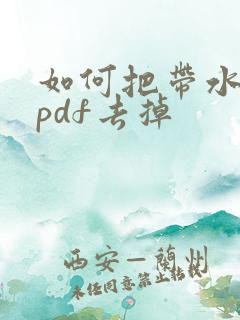 如何把带水印的pdf去掉