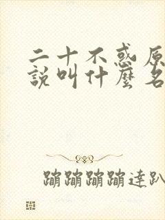 二十不惑原著小说叫什么名字来着