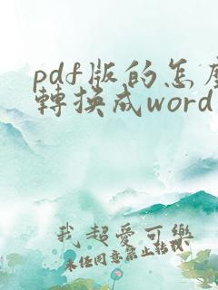 pdf版的怎么转换成word