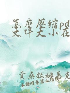 怎么压缩pdf文件大小在线