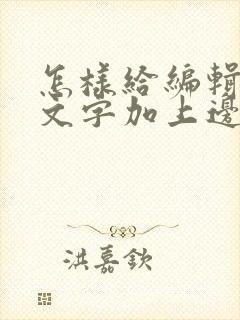 怎样给编辑好的文字加上边框