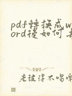 pdf转换成word后如何去掉格式