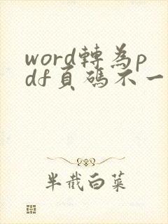 word转为pdf页码不一致怎么回事