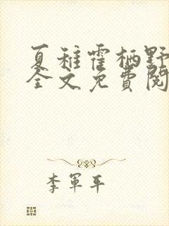 夏稚霍栖野小说全文免费阅读