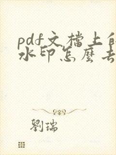 pdf文档上的水印怎么去除