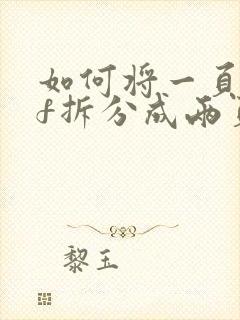 如何将一页pdf拆分成两页