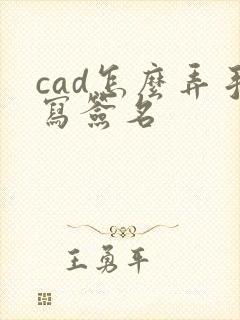 cad怎么弄手写签名