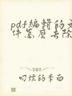 pdf编辑的文件怎么去除水印
