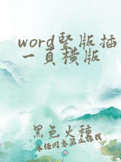 word竖版插一页横版