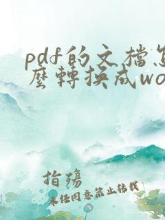 pdf的文档怎么转换成word