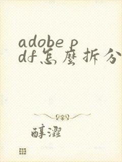 adobe pdf怎么拆分成多个pdf
