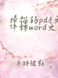 扫描的pdf文件转word文档