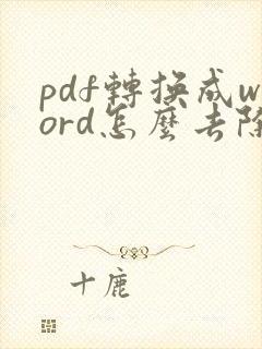 pdf转换成word怎么去除格式